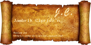 Jambrik Ciprián névjegykártya