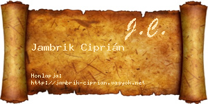 Jambrik Ciprián névjegykártya
